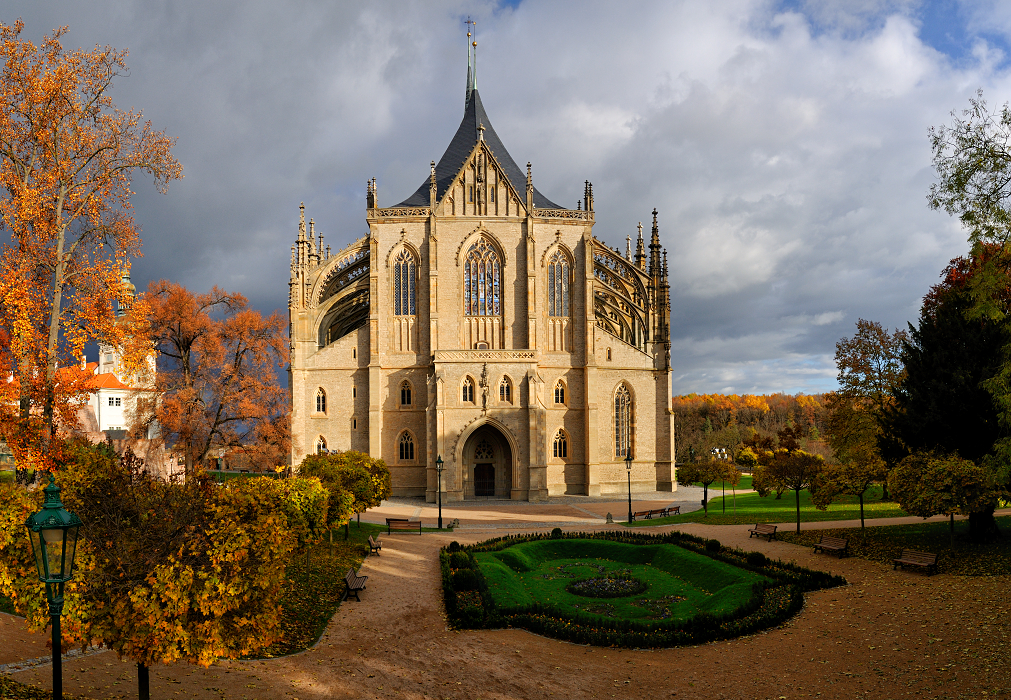 Church of St. Barbara in autumn